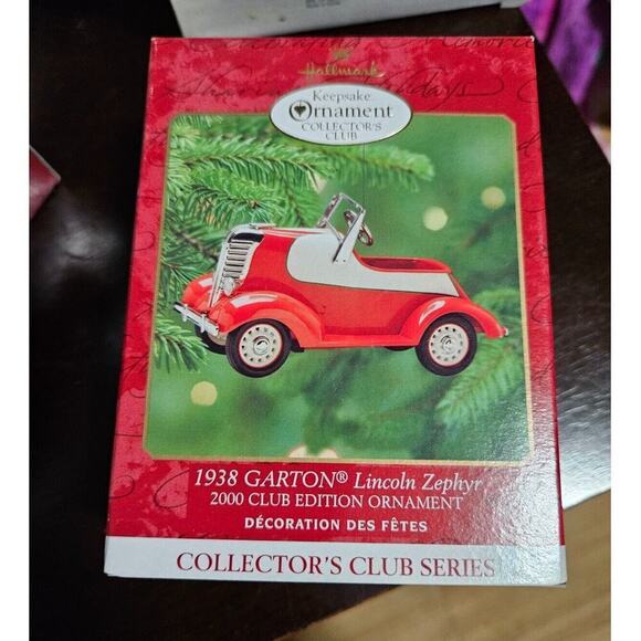 2000 Hallmark Club Edition Series Ornament Die-Cast 1938 Garton Lincoln Zephyr - Picture 1 of 2